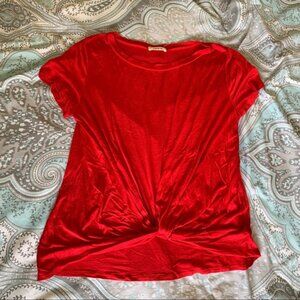 Knotted red tee